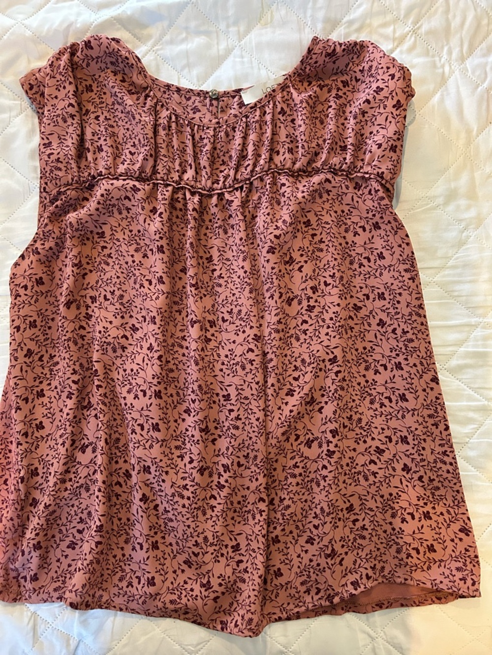 LOFT Dusty Rose Floral-Print Blouse